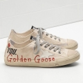 Golden Goose V-Star Sneakers Handwritten Detail Star In Leather White Men