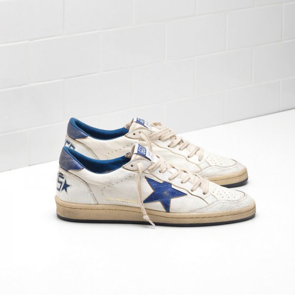 Golden Goose BallStar Sneakers Upper In Calf Leather Blue Men