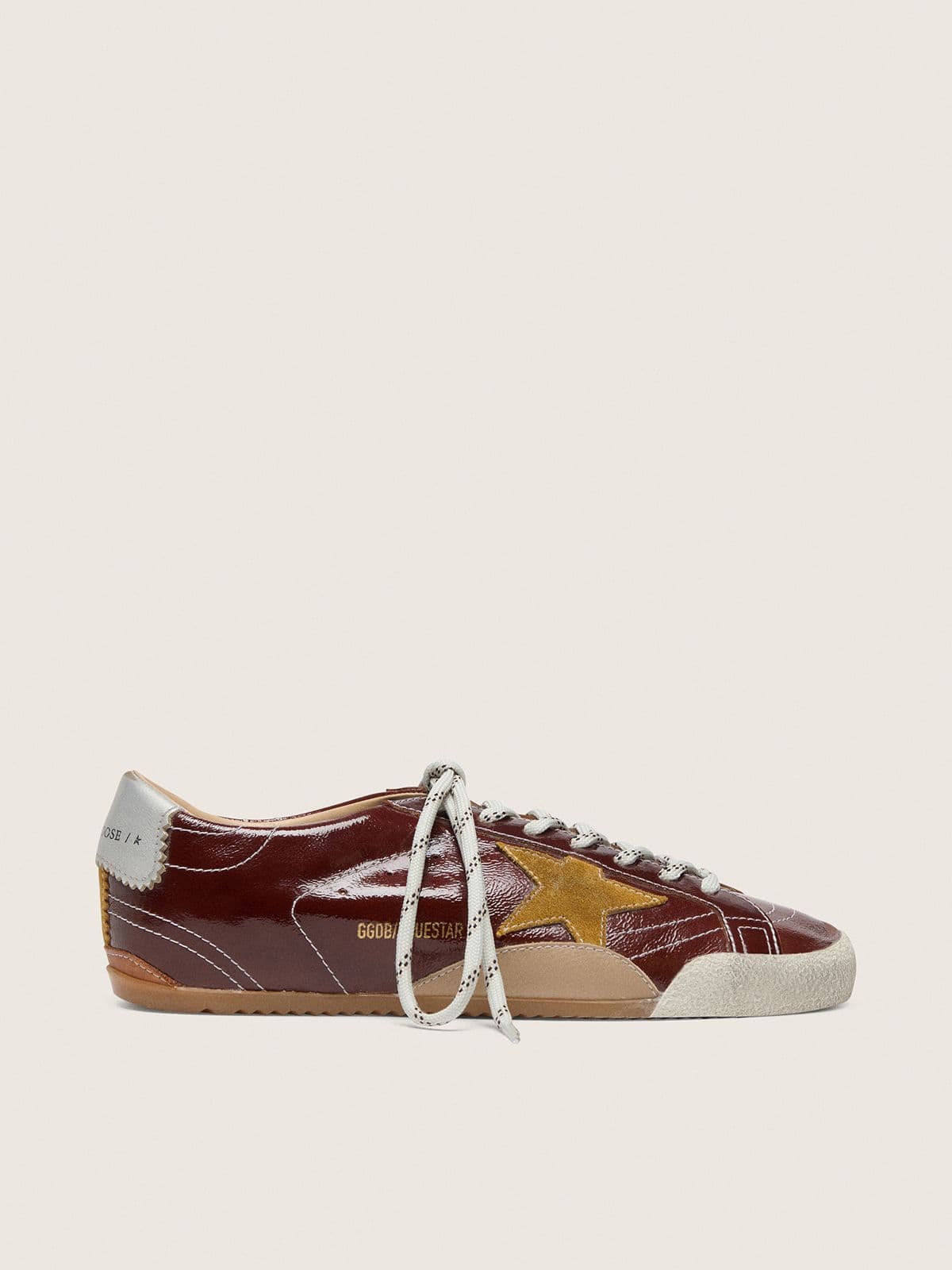 Golden Goose - Men's True-Star in burgundy naplak with suede star and silver nappa heel tab in 