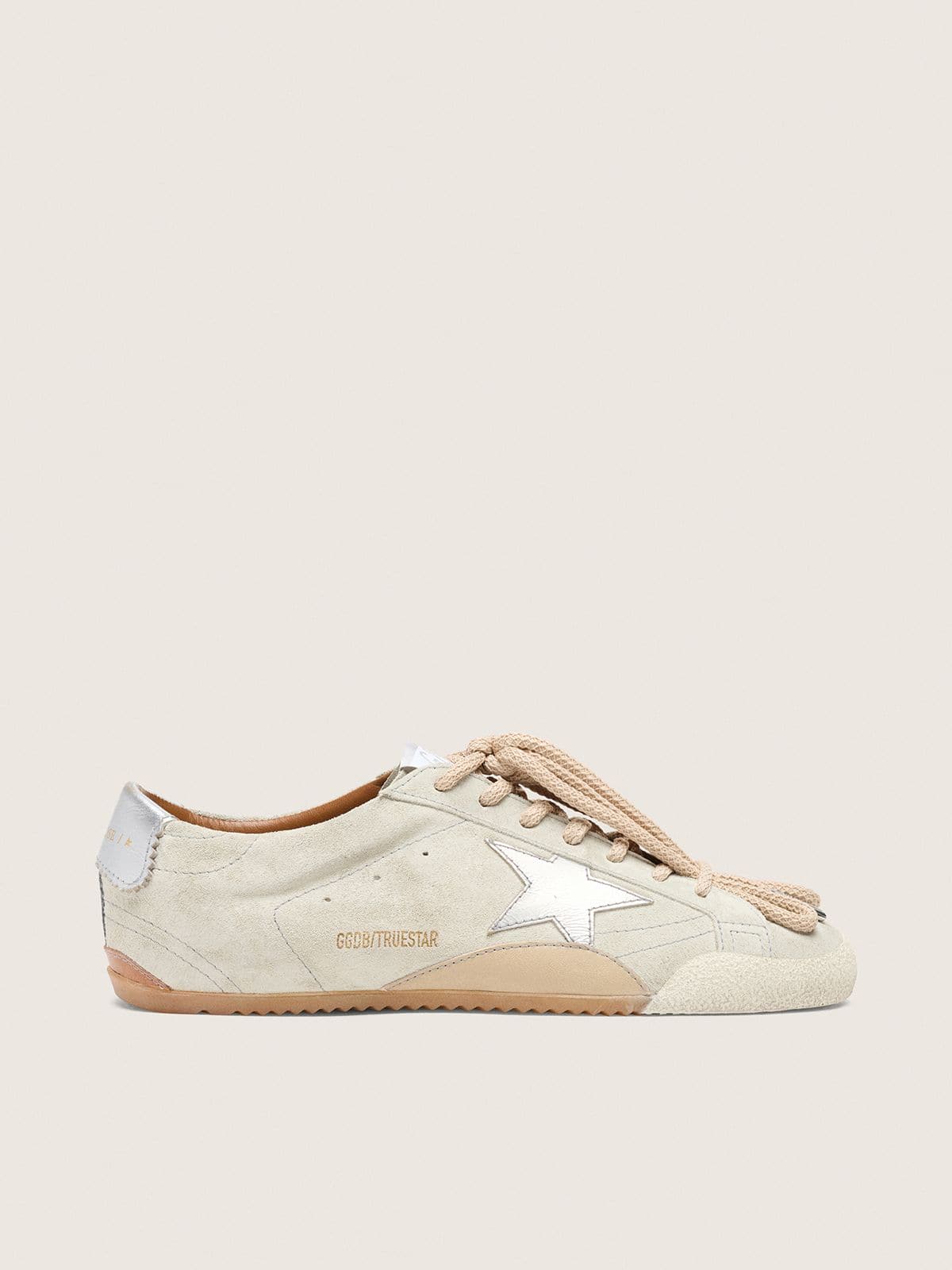 Golden Goose - Women's True-Star in light gray suede with metallic silver star and heel tab in 